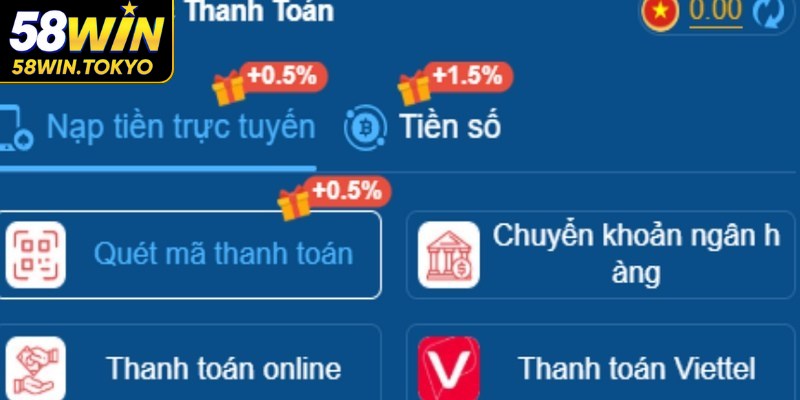 Giao dịch tài chính tại 58WIN diễn ra nhanh, rõ ràng