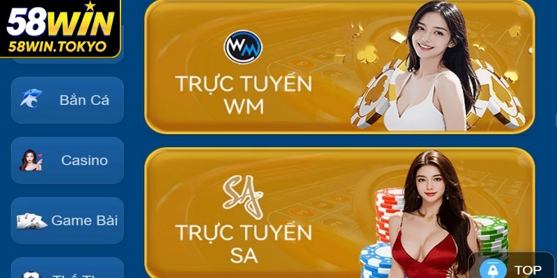 Những ưu điểm của sảnh casino tại 58WIN
